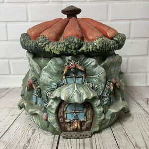 VINTAGE 1990 DEPT 56 CARROTS AND CABBAGE CANISTER COOKIE JAR Easter